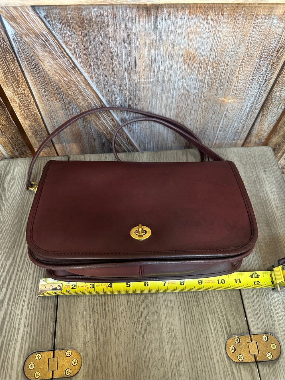 Coach RARE Vintage Oxblood Burgundy Leather Clutch Crossbody HARD TO FIND!! - Picture 12 of 16